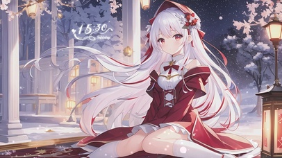 冬日温馨雪夜少女