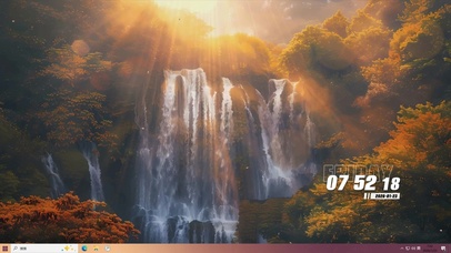 护眼森林绿景瀑布景色主题