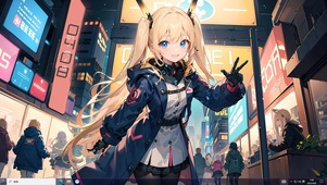 4k夜晚城市金发可爱美少女
