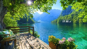 树荫湖景