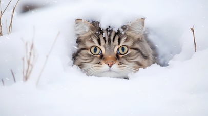 雪地猫咪