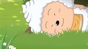 懒羊羊躺在草地上