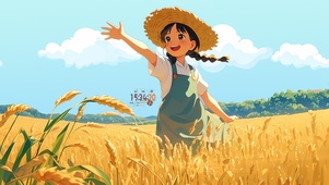 麦田草帽女孩