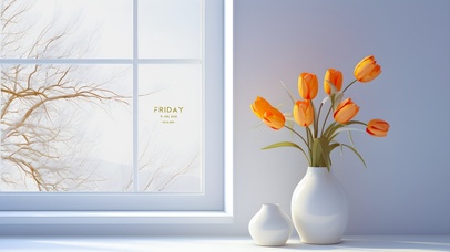 4K简约护眼郁金香插花