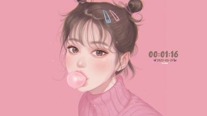 可爱粉红泡泡女孩