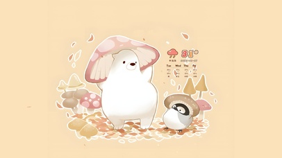 唯美治愈卡通北极熊小企鹅