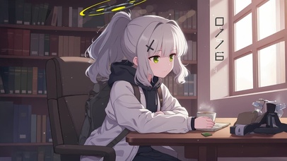 唯美白发书屋少女