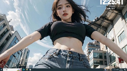 俯视长发清纯美少女