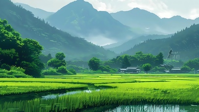 乡村稻田