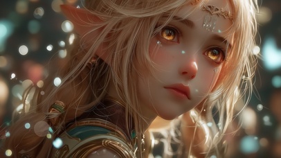 4K金发精灵少女