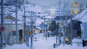 唯美日系城市街道雪景