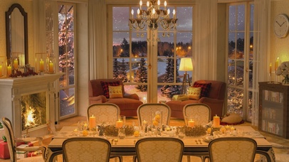 唯美治愈奢华城市房间雪景