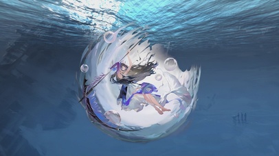 海底拿镰刀的美少女