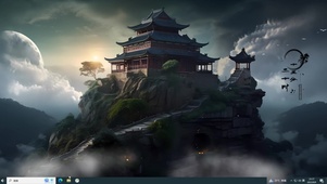 云雾夜晚古镇