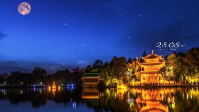 4k 治愈古镇中秋满月