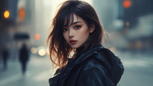 夜幕下的美女