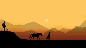 二次元简约古风文字控锁屏桌面主题夕阳游子经典治愈