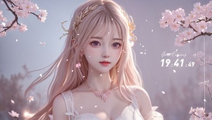 粉色桃花女孩