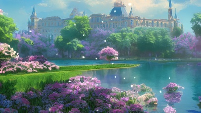 湖边的欧式宫殿