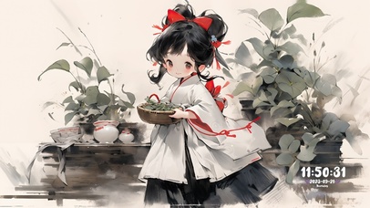 水墨风可爱小女孩