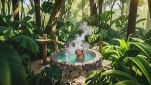 卡皮巴拉淡定的泡温泉