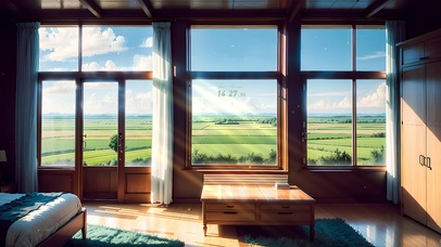 4K唯美治愈窗外田野美景