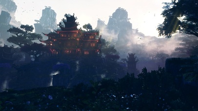 古风山顶寺庙楼阁