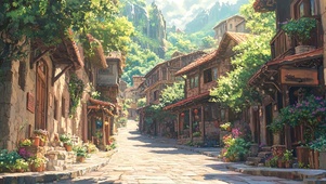 夏日古朴小镇风景