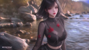 可爱河边女孩