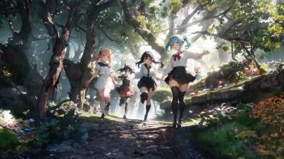 4K 清爽夏日森林奔跑的精灵