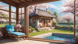 樱花泳池小屋