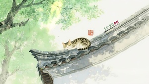  古风屋顶猫咪