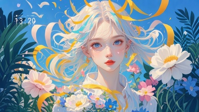 4K 绚烂花间女孩