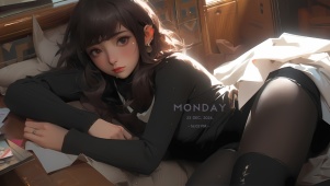 清冷感黑丝美女