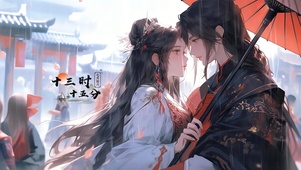 唯美雨中古风情侣