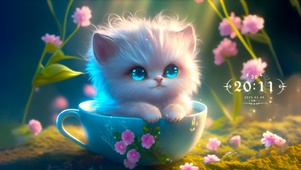 杯中可爱猫咪
