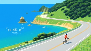 插画沿海公路