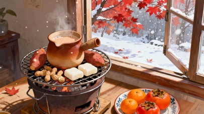 窗边围炉煮茶