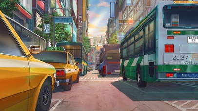 唯美治愈黄昏繁华城市街道