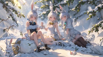 4K 雪中的兔精灵