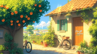 清新阳光橘子树