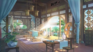 唯美古风庭院书房