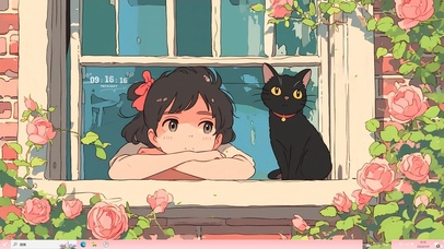 4K花窗女孩主题