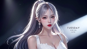 纯欲系银发高马尾女生