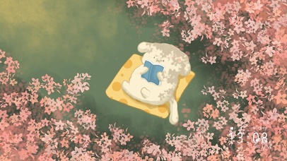 樱花树下看书的小白