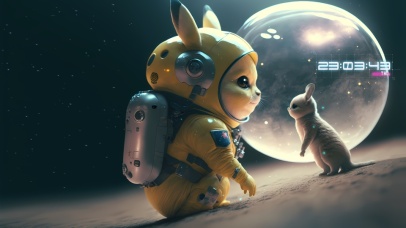 登月的比卡丘和玉兔