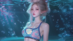 眨眼动态-水下可爱女孩