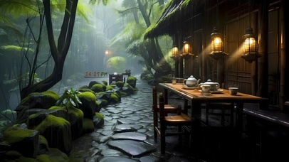 4K 雨中古韵小屋