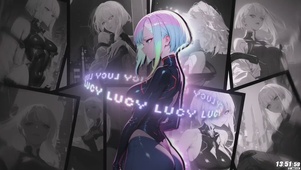 短发女孩-炫酷文字环绕壁纸