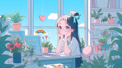 可爱鲜花小女孩